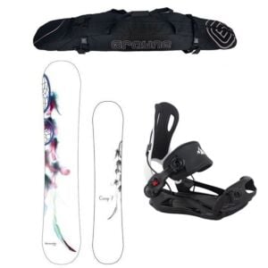 New Years Special Women's Snowboard Package Dreamcatcher and Rear Entry MTN Bindings 
