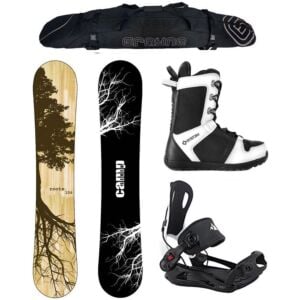 Special Snowboard Package Camp Seven Roots CRCX and System MTN Rear Entry Bindings Complete