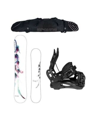 New Years Special Dreamcatcher and Flow Alpha Bindings Women's Snowboard Package