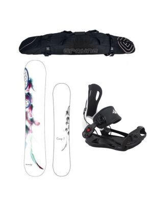 New Years Special Women's Snowboard Package Dreamcatcher and Rear Entry MTN Bindings 