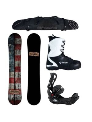 New Years Special Snowboard Package Drifter and System LTX Rear Entry Bindings Complete
