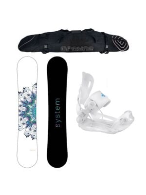 New Years Special Women's Snowboard Package System Flite with Lux Rear Entry Bindings 