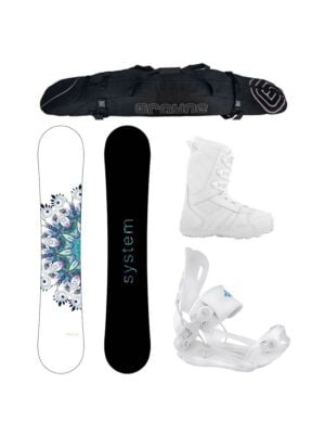 Special Women's Snowboard Package System Flite and Lux Rear Entry Bindings Complete 